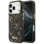 Guess IML Script Metal MagSafe &Uuml;mbris for iPhone 17 Pro Max - must and pruun