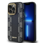 DKNY Leather Checkered Mono Pattern MagSafe &Uuml;mbris jaoks iPhone 14 Pro Max - Must