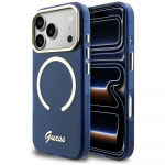 Guess IML Script Metal MagSafe &Uuml;mbris for iPhone 17 Pro - sinine