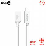 Kanex USB-C&ndash;USB-A adapterkaabel, 21 cm, valge