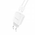 Laadija Dudao (A8EU) + "USB-C (Type-C) to Lightning Kaabel" (1xUSB-C 18W) valge
