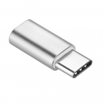 Adapteris Micro USB (moteri&scaron;kas) į Type C (vyri&scaron;kas) sidabrinis