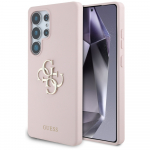 Guess Silicone Big 4G Logo Bottom Script &Uuml;mbris jaoks Samsung Galaxy S25 Ultra - roosa