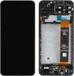 Ekranas Samsung A137 A13 2022 su lietimui jautriu stikliuku su rėmeliu juodas ORG