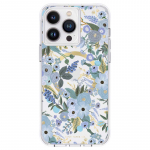 Rifle Paper Clear MagSafe &uuml;mbris seadmele iPhone 14 Pro Max, Garden Party Blue mustriga