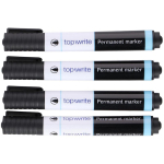 Topwrite p&uuml;simarkerid, 4 tk, mustad