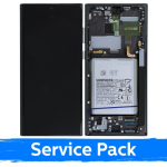 LCD Display Compatible With Samsung S908 S22 Ultra with Frame / Phantom Black / (Service Pack) +INCLUDING BATTERY