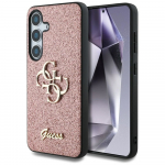 Guess Fixed Glitter Big 4G Metal Logo &Uuml;mbris jaoks Samsung Galaxy S25 roosa