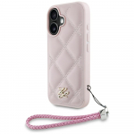 Karl Lagerfeld Quilted Initial Logo & Chain Strap iPhone 16 &Uuml;mbris - Roosa