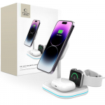 Tech-Protect QI15W-A27 3-in-1 induktiivne laadija koos MagSafe alus jaoks smartphone / Apple Watch / AirPods - valge