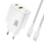 Dudao A27 MaxC 35W GaN Wall Laadija + USB-C Kaabel - valge