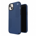 Speck Presidio2 Grip &uuml;mbris seadmele iPhone 15 Plus / 14 Plus, libisemiskindla haardega, Coastal Blue / Black / White v&auml;rvikombinatsioon