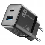 Cellularline Multipower Micro GaN USB-C ja USB-A Power Delivery v&otilde;rgulaadija, 30 W, must