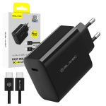 Blavec sieninis įkroviklis BC-8 GaN4 - Type C - PD QC 65W 3A su Type C į Type C laidu (TCBC8G4-CB653A+CC) juodas