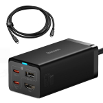 Baseus fast laadija GaN5 Pro HUB HDMI 2 x USB-C / USB-A / HDMI 4K 30Hz 1.5m must + USB-C kaabel - USB-C 100W 40Gb/s (USB4) 1m (CCGP110201)