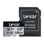 Lexar High-Performance Silver Plus microSDXC 128 GB m&auml;lukaart + adapter