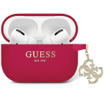 Guess GUAP2LECG4M &uuml;mbris jaoks AirPods Pro 2 cover lilla/magenta Liquid Silicone Glitter Triangle Charm