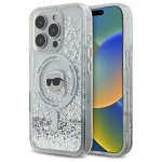 Karl Lagerfeld Liquid Glitter Karl Head Magsafe &Uuml;mbris jaoks iPhone 16 Pro - Clear