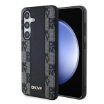 DKNY Leather Checkered Mono Pattern MagSafe &uuml;mbris jaoks Samsung Galaxy S24+ - must