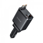 Orico Twin Reach 45W USB-A + USB-C autolaadija kahe sisset&otilde;mmatava USB-C kaabliga - must