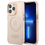 Guess kuldne Outline Translucent MagSafe &uuml;mbris jaoks iPhone 13 Pro Max - roosa