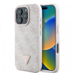 Guess Leather 4G Triangle Strass MagSafe &Uuml;mbris jaoks iPhone 16 Pro Max - Roosa