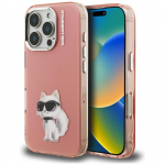 Karl Lagerfeld IML Aquarelle Choupette & Logo &Uuml;mbris jaoks iPhone 16 Pro Max - roosa