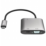 Kanex K181-1278 USB-C mitmikadapter VGA Full HD, USB-A 1.5 A ja USB-C PD 60 W &uuml;hendustega, anodeeritud alumiiniumist