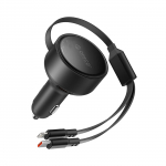 Orico Dual Stretch 60W USB-C autolaadija kahe sisset&otilde;mmatava USB-C + Lightning kaabliga - must