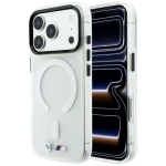 BMW M IML Frosted Metal Logo & Trims &uuml;mbris seadmele iPhone 18 Pro / 17 Pro, MagSafe-&uuml;hilduv &ndash; l&auml;bipaistev