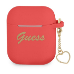 Guess GUA2LSCHSR AirPods kate punane/punane Silikoonist Charm Heart Collection