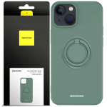 Spacecase Silikoninis dėklas su žiedu iPhone 13 Mini tamsiai žalias