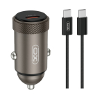 XO autolaadija CC70 PD 30W 1x USB-C, must + USB-C - USB-C-kaabel