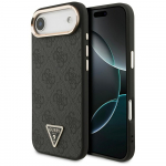 GUESS dėklas telefonui IPHONE 17 Air, suderinamas su MagSafe GUHMP17MP4GTDGMK (4G PU W/ Triangle Logo) auksinis ir juodas