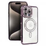 Bling Magsafe &Uuml;mbris jaoks Iphone 15 Pro purple