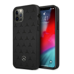 Mercedes nahast t&auml;htede mustriga &uuml;mbris iPhone 12 Pro Max'ile - must