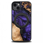 Wood and resin &uuml;mbris jaoks iPhone 15 Plus MagSafe Bewood Unique Violet - lilla and must