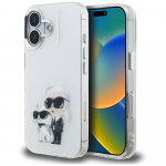 Karl Lagerfeld IML Aquarelle Karl & Choupette & Logo iPhone 16 &Uuml;mbris - valge