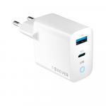 Forever TC-06-65AC GaN PD QC laadija 1x USB-C 1x USB 65W valge