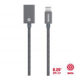 Kanex DuraBraid punutud alumiiniumist USB-C&ndash;USB-A 3.0 adapter, Space Grey v&auml;rvitoonis