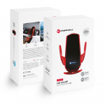 Juhtmevaba car phone hoidja automatic Forcell F-Grip HS1 Qi 15W windshield / air vent punane