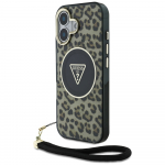 Guess HC IML Leopard Triangle Cord Strap MagSafe iPhone 16 &Uuml;mbris - Brown