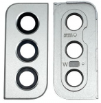 Samsung S906 S22 Plus kameros stikliukas su rėmeliu White ORG