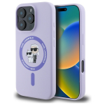 Karl Lagerfeld Silicone Karl&Choupette Heads Ring MagSafe &Uuml;mbris jaoks iPhone 16 Pro - Lilla