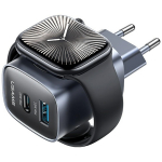 Tinklo įkroviklis USAMS CC293 T67 20W iWatch 1xUSB-C 1xUSB-A tamsus
