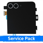 LCD ekranas suderinamas su Samsung F741 Z Flip6 (OUTER) su rėmeliu / Sidabro &scaron;e&scaron;ėlis / (Service Pack)