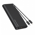 VEGER i&scaron;orinė baterija 25000 mAh su įmontuotais kabeliais Type C / Lightning PD 130W TCE130 (W2503) juoda