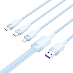 USB 2.0 A to 3-in-1 6A kaabel Vention CTRLG 1.5M (sinine)