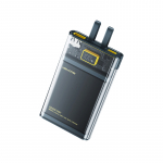 WEKOME WP-323 Vanguard Series akupank, 10000 mAh, PD 20 W + QC 22,5 W, sisseehitatud USB-C- ja Lightning-kaablitega, must ja l&auml;bipaistev