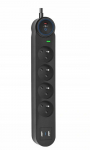 Pikendusjuhe 4 pistikupesa + 2 x USB A + USB C Art FU810 1,5 m must